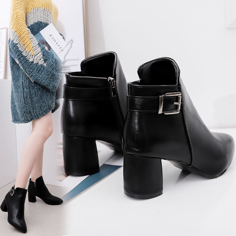 瘦瘦鞋女鞋2019秋冬新款马丁靴女潮ins英伦风百搭粗跟高跟短靴女