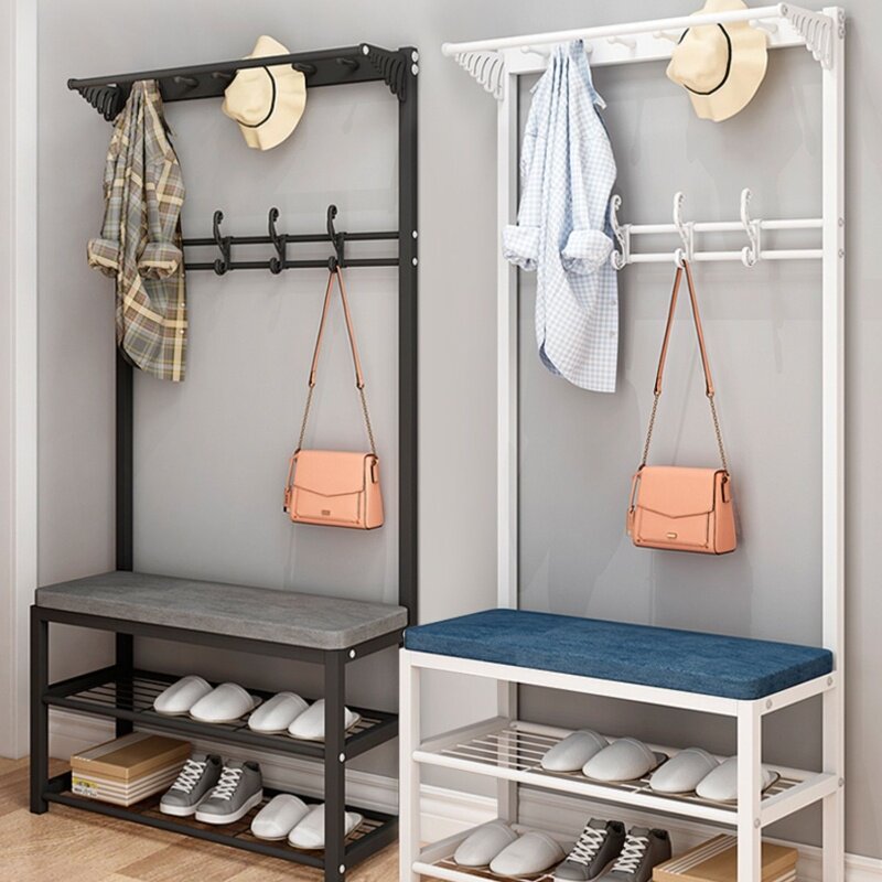 Household entrance door overall porch ultra-thin shoe cabinet with hanger for shoe stool integrated with mirror narrow high vertical