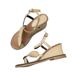 2020 Giày dép mùa hè của phụ nữ thời trang mới Lotus Fringe Set Toe Slope gót Sandals Với một từ khóa dép Daine-strappy 