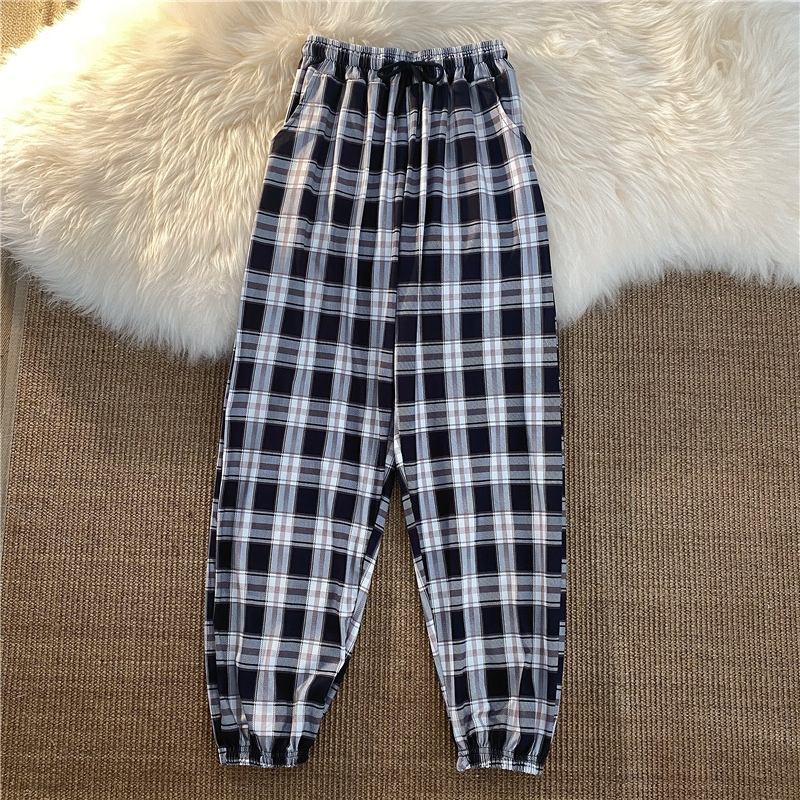 4257summer Internet celebrity Superfire lattice Wide leg pants female Korean version Cool girl handsome Bomb Street leisure time motion Leggings trend