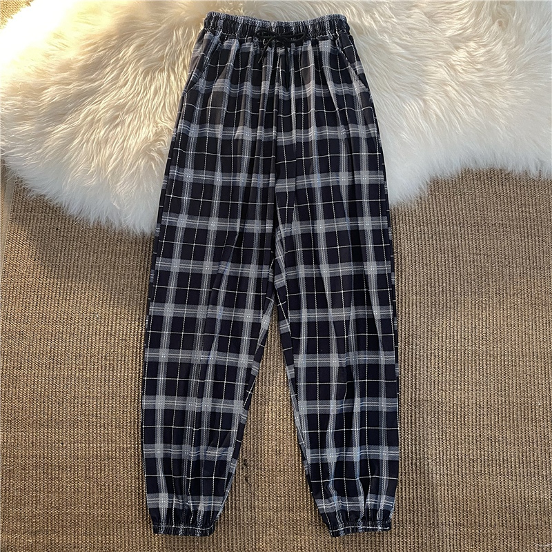 4249summer Internet celebrity Superfire lattice Wide leg pants female Korean version Cool girl handsome Bomb Street leisure time motion Leggings trend