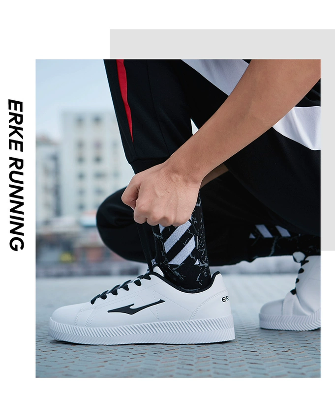 Giày nam Hongxing Erke giày trắng mùa hè thấp để giúp giày trắng thoáng khí - Dép / giày thường