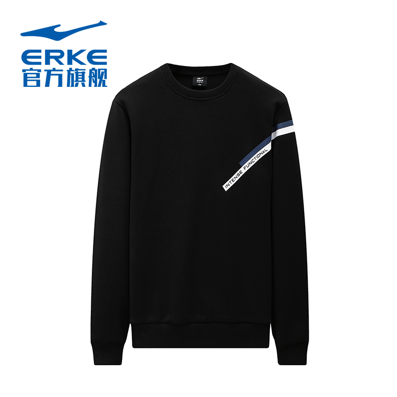 Hongxing Erke velvet sweater men's sports T-shirt autumn and winter new round neck warm and comfortable thickened casual top tide