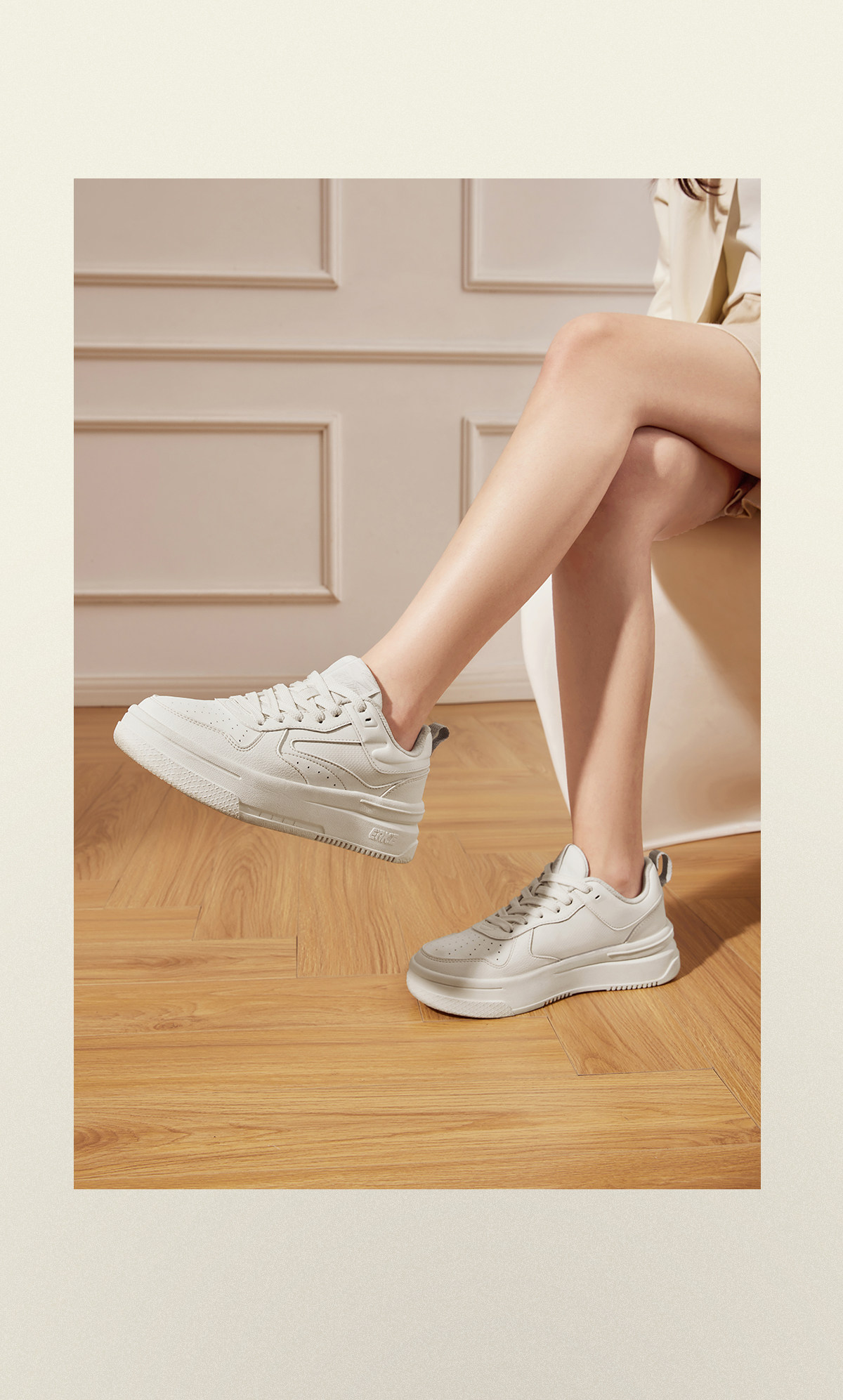 обувь на тонкой подошве ( для скейтборда ) 玩酷鸿星尔克鞋子女鞋板鞋空军一号夏季新款厚底黑白休闲 𫔮运动鞋女 The Erke