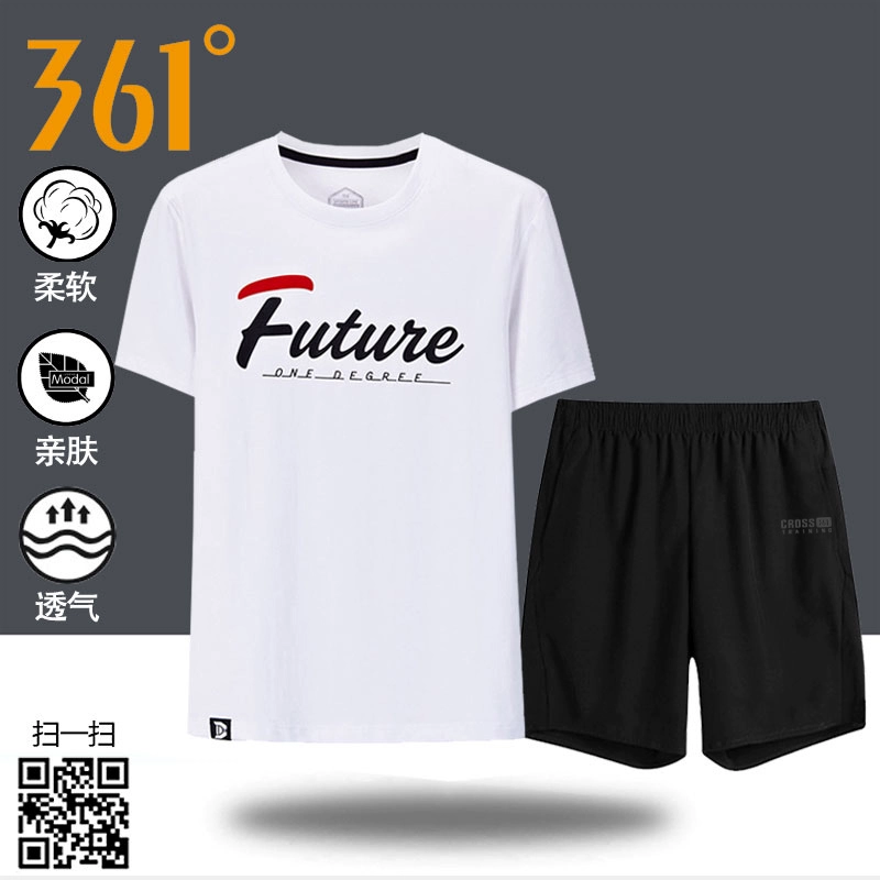 361 bộ đồ thể thao nam 2020 mới hè hè quần short tay ngắn 361 độ tập gym chạy bộ hai mảnh - Thể thao sau