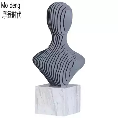 Simple modern Nordic Morandi plain color abstract figure concept head portrait ornament Marble metal artwork
