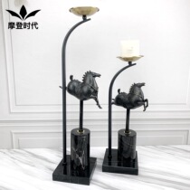 New Chinese modern Candlestick terracotta cast iron soft decoration model room desktop home living room metal ornaments