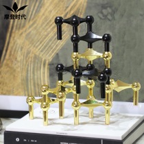 Nordic model room classic designer creative molecular structure metal combination splicing Candle Candle Holder ornaments process