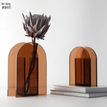 Modern simple orange flower arrangement glass vase dining table decorative flower model room home living room desktop ornaments