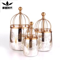 Model room creative ornaments modern style living room porch silver jar decoration TV cabinet floor metal decoration