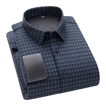 Winter plaid shirt mens winter thermal underwear long-sleeved wool plus velvet thickened shirt for young and middle-aged people
