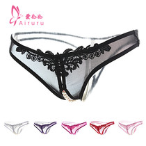 Lace bow sex sexy perspective seduction Lady thong T pants