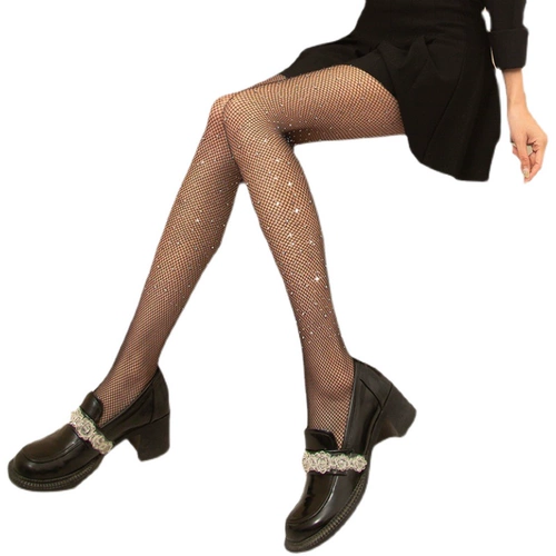 Ins модные черные чулки рыбацкая сеть знаменитостей Dompers Disco Носки тонкие сексуальные и страстные звездные горячие брюки с бриллиантовым горячи