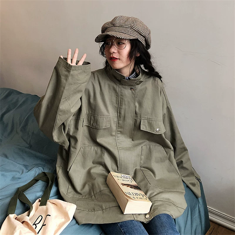 Осенняя куртка, короткий тренч для студентов, оверсайз, 2019 год, корейский стиль