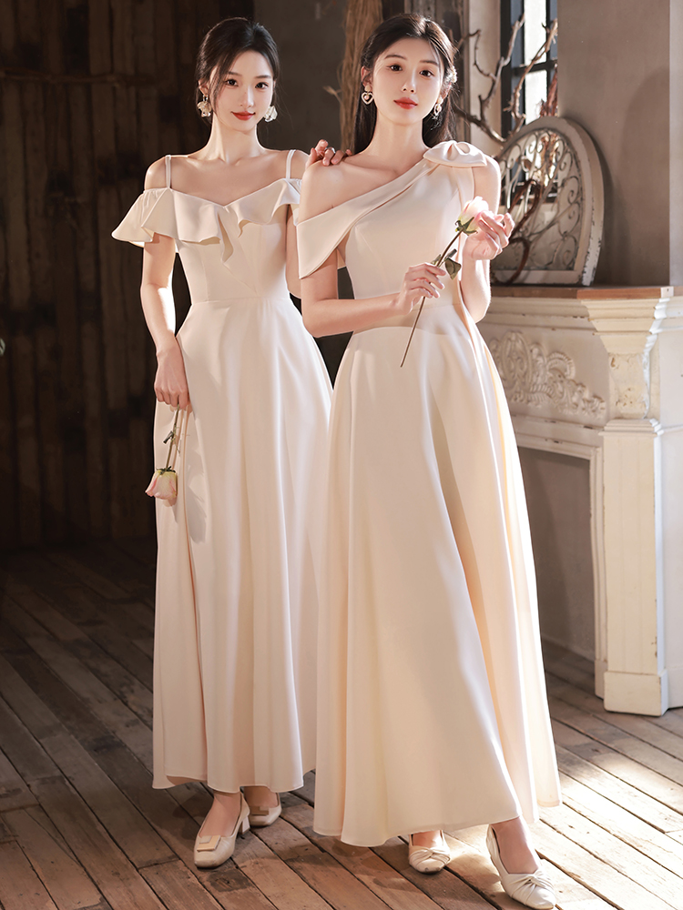 Evening dress, summer bridesmaid dress, skirt, champagne color, bright catchy style, fitted Evening dress, summer bridesmaid dress, skirt, champagne color, bright catchy style, fitted