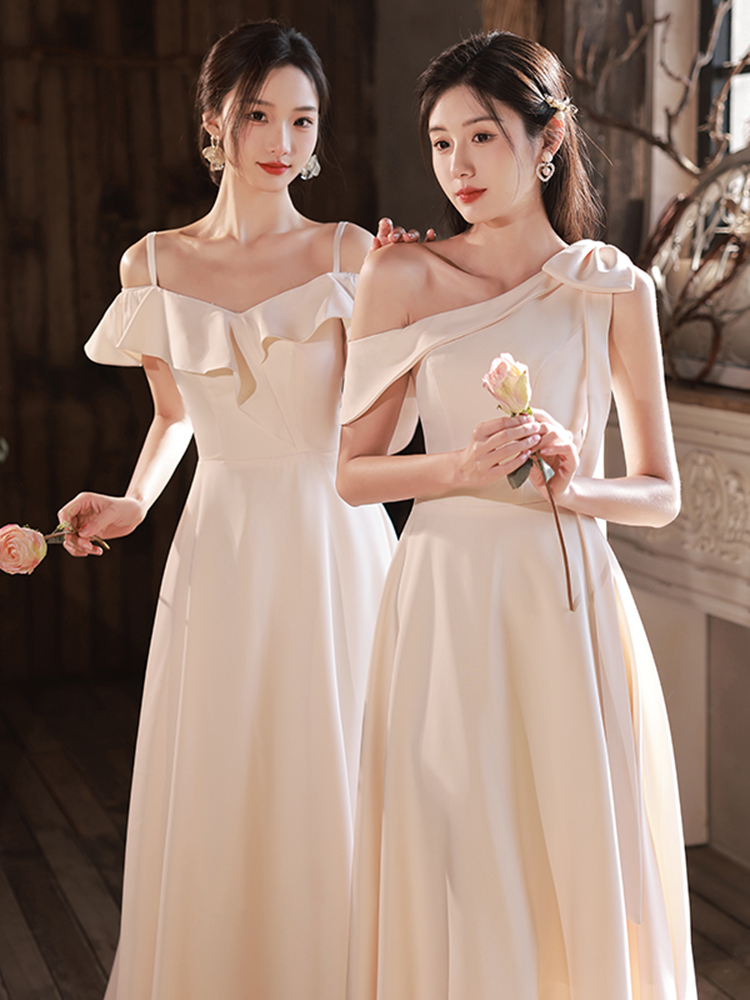 Evening dress, summer bridesmaid dress, skirt, champagne color, bright catchy style, fitted Evening dress, summer bridesmaid dress, skirt, champagne color, bright catchy style, fitted