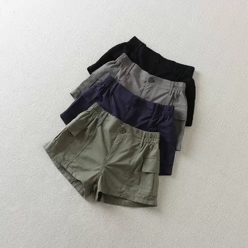 Европейские и американские ретро-шорты 2025 года, новый стиль, полуэластичные, простые, тонкие, универсальные, стираные, шорты-карго большого размера, шорты для женщин