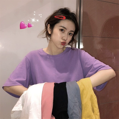 Летняя однотонная универсальная футболка с коротким рукавом, клубника, в западном стиле