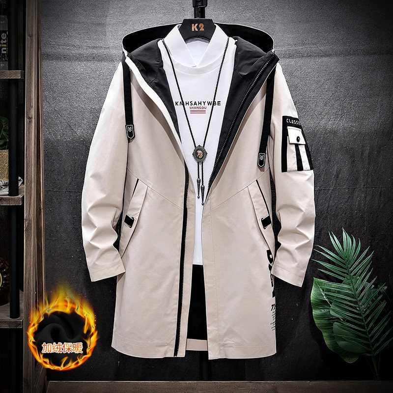 Long version of autumn and winter in men's wind clothes 2021 new Korean version Trend handsome Tide Signs Loose gush Overalls jacket