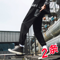 Mens pants Korean version of the trend spring and autumn loose casual pants thin slim cotton ins students 9 feet pants