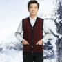 Trung niên cha áo len vest vest cộng với màu đỏ béo bẩm sinh năm đan áo len cardigan áo len không tay