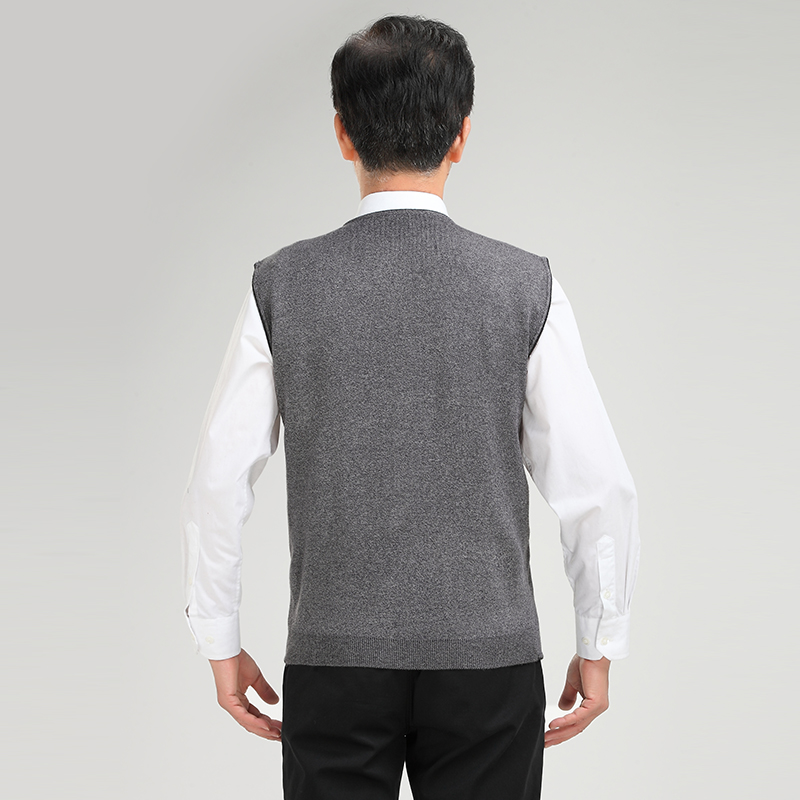 Áo len cổ niên và trung niên áo khoác nam giả vest