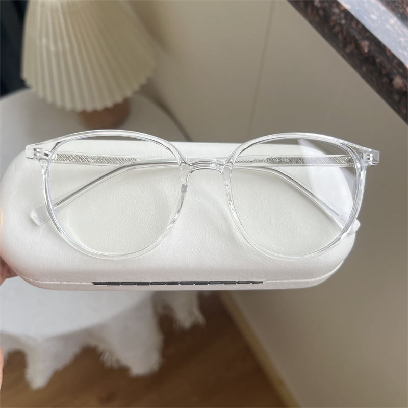 13g 144-55 Ultra-Light Transparent Round Frame Women's Eyeglass Frame with Insertable Legs, Suitable for Prescription Lenses, for Small to Medium-Sized Faces, Trendy for Men