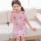 Cô gái váy ngủ mùa hè cotton ngắn tay cha mẹ-con lớn giữa bé gái nhỏ đồ ngủ váy nhà phục vụ mẹ và con gái váy bo cotton ngộ nghinh cho ca nha