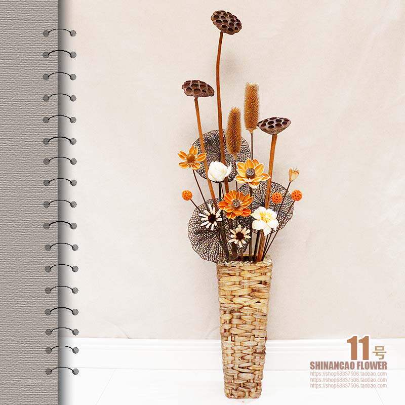 Flowers decorated in living room drying flowers long high branches fake flower simulation flower next to TV cabinet