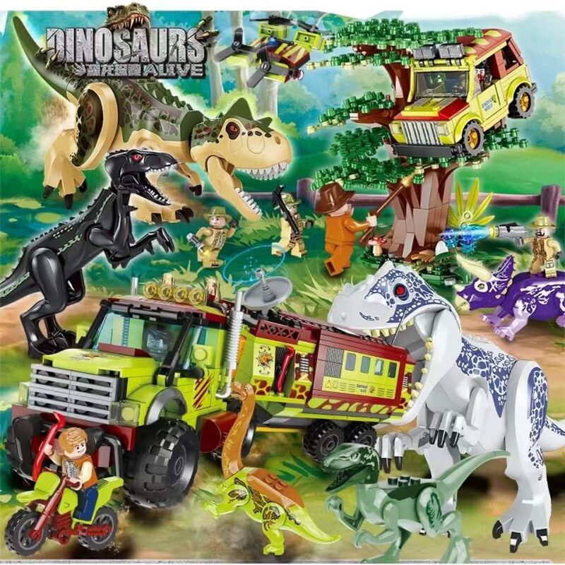 2026 New Dinosaur World Jurassic Base Tyrannosaurus Brachiosaurus Park Boys' Building Block Toys