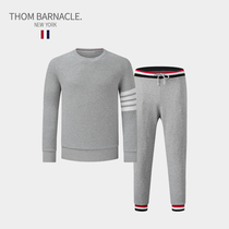 THOM BARNACLE Official T-shirt Mens Tide Brand Light Luxury Waffle Stripe Couple Sweater Set