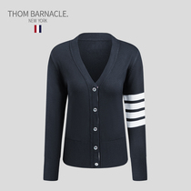 THOM BARNACLE OFFICIAL KNITTED CARDIGAN WOMENs TB light LUXURY four-bar SLIM-fit COTTON CASUAL SWEATER