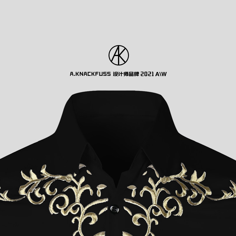 A KNACKFUSS official 2022 new spring men's personality long sleeve embroidered blouse blouse