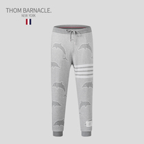THOM BARNACLE official leather pants men 2021 cotton loose waist belt small foot casual trousers