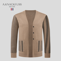 AKNACKFUSS light luxury trendy brand knitwear men 2021 fashion v neck slim slim striped sweater