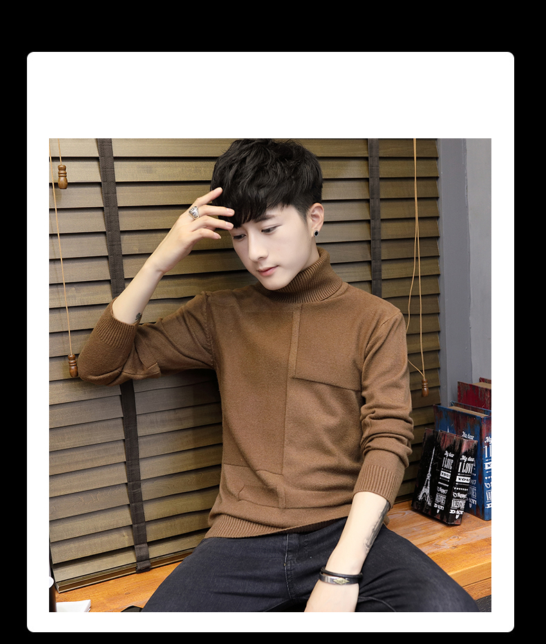 Áo len cổ cao nam mùa đông ấm áp phiên bản Hàn Quốc của xu hướng tự tu luyện mới áo dài nam thanh niên chạm đáy áo len quần áo thể thao nam
