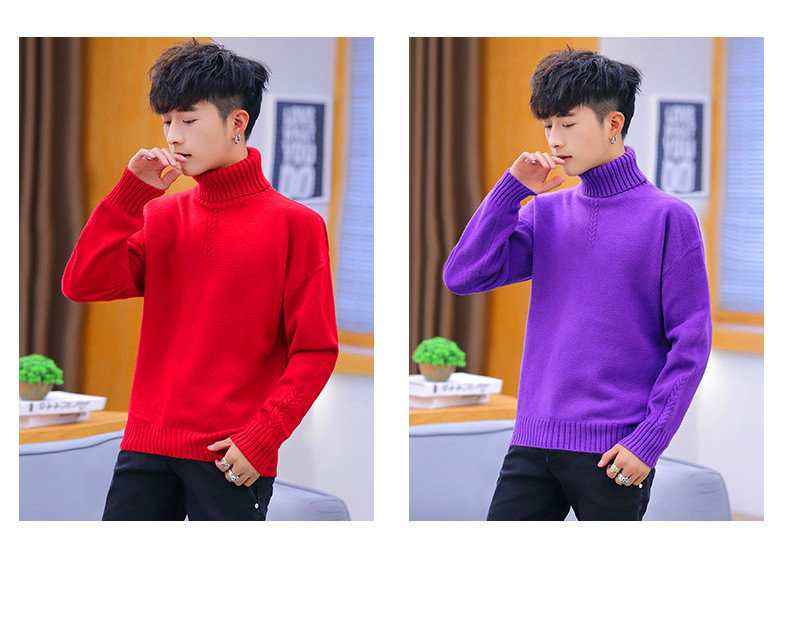 Áo len nam cao cổ cá tính nam thu đông cộng với áo len nhung dày xu hướng áo len nam phiên bản Hàn Quốc của áo len - Hàng dệt kim
