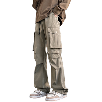 Khaki Work Pants Men's Summer American Loose Straight Casual Pants Men's Trendy High Street Paratrooper Pants