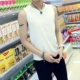 Phiên bản nam Hàn Quốc của áo vest tự canh nam thanh niên mùa hè cotton bó sát in áo thấm mồ hôi áo thể thao thủy triều không tay - Áo vest cotton ao ba lo nam