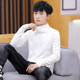 Men's sweater half turtleneck autumn and winter all-match slim knitted bottoming shirt pure black mid-neck sweater trendy men's clothing