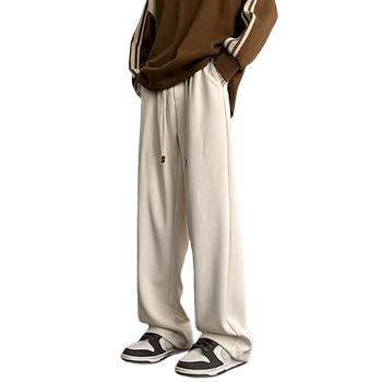 Loose Casual Wide-Leg Pants for Men, Trendy Brand, Spring and Autumn Style, Straight-Leg Floor-Length Pants for Young Men, High-End Solid Color Long Pants