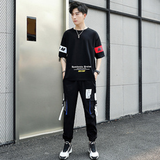 Футболка мужская 男孩套装12夏装青少年衣服13大童14短袖t恤15岁初中学生潮流帅气 Lpw