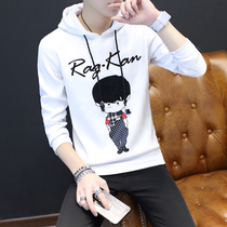  Long-sleeved T-shirt mens autumn and winter clothes mens Korean version of the pullover hooded sweater youth thin trendy casual jacket