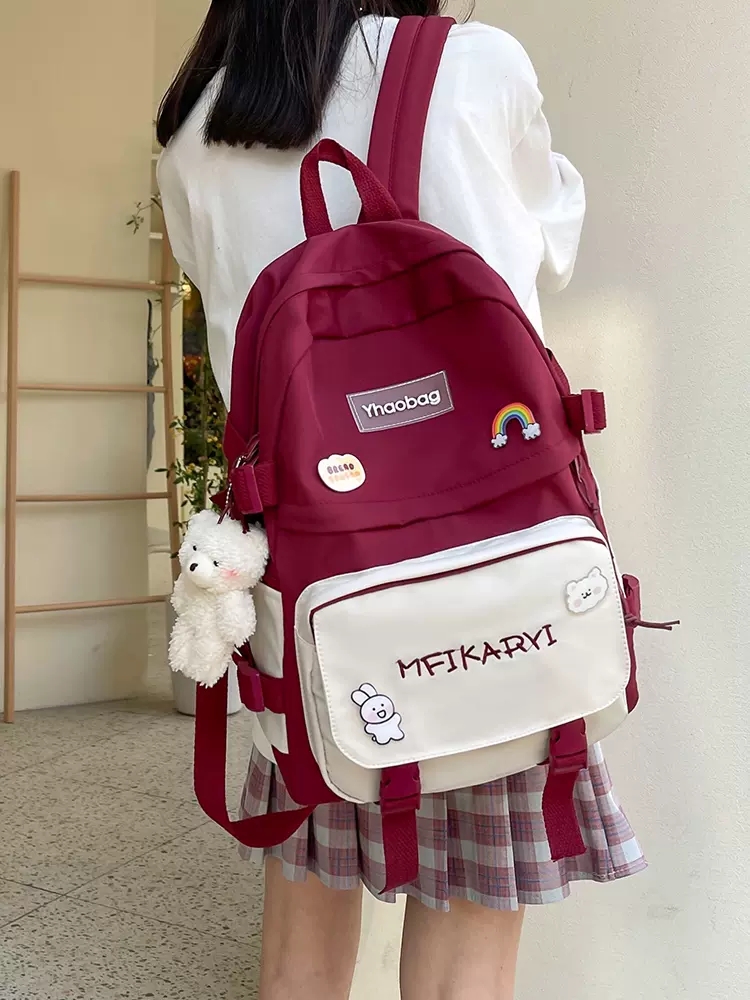 Hong Kong high-capacity primary school bag female high school students, high school students, Xinhuang Han Edition cute shoulder bag girl