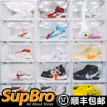 Supbro with light shoe box voice control luminous high-end acrylic transparent AJ sneakers shoes side door storage box