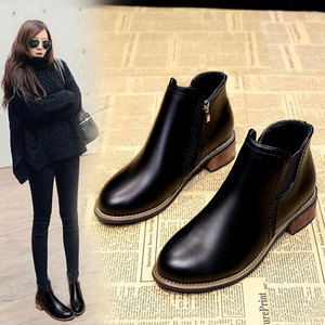 网红爆款单靴短靴女粗跟高跟裸靴