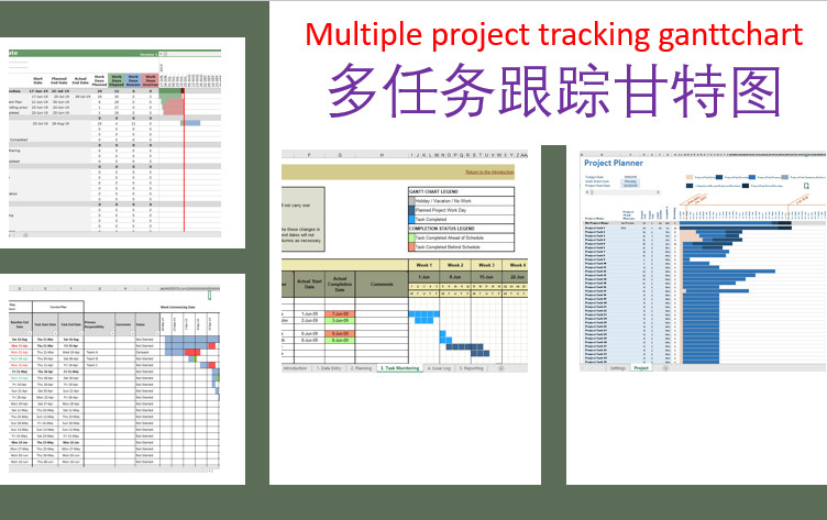 Excel Multiple Project trackinggantt Multi-task Tracking Gantt Chart Plan Table