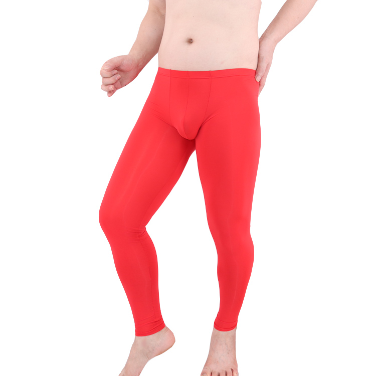 Quần bó sát nam trong suốt quần chín điểm quần lụa băng dài quần legging túi siêu mỏng gợi cảm quần xì nữ