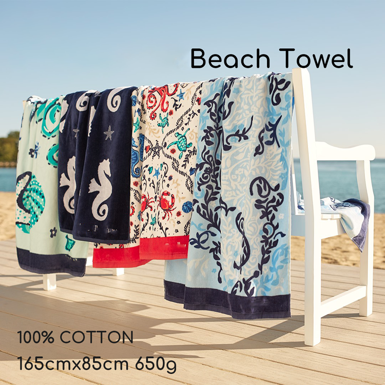 American big brand VB summer beach holiday cotton adult beach towel cut velvet printing soft absorbent cotton bath towel