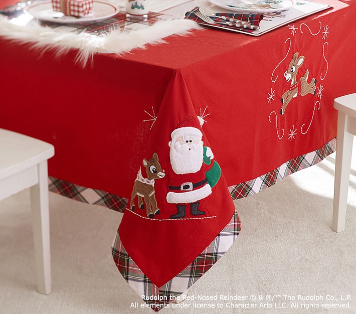 Multi-style American countryside Christmas Thanksgiving cartoon pure cotton cloth with embroidered fabric table cloth rectangular